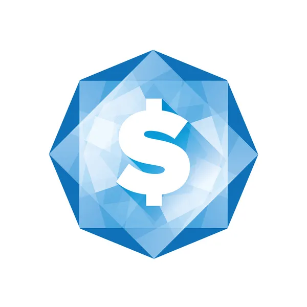 Icono de dinero - dólar signo de diamante — Vector de stock