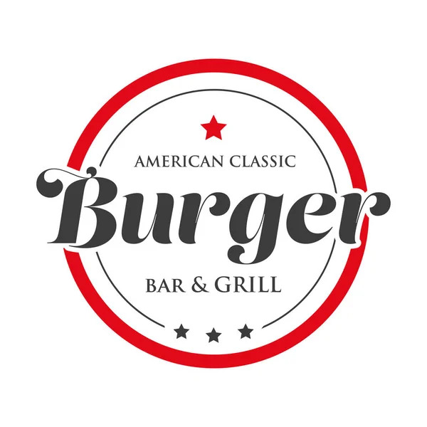 Burger Bar Grill Vintage Stamp Logo — Stock Vector