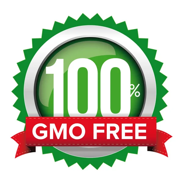 GMO free badge vector with red ribbon — Stock Vector