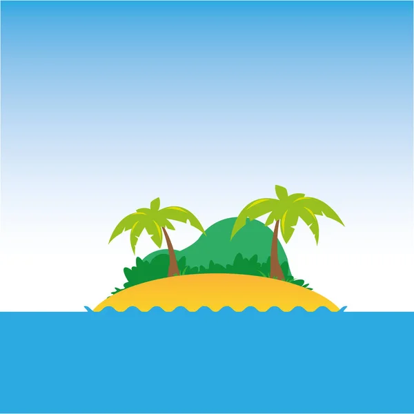 Tropical Island Palm Cartoon Vector — Stock Vector