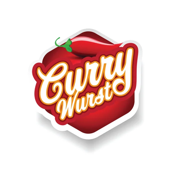 Curry Wurst Tedesco Segno Cibo Vettore — Vettoriale Stock