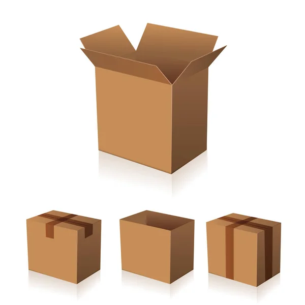 Papper Brun Box Förpackningar Vektor — Stock vektor