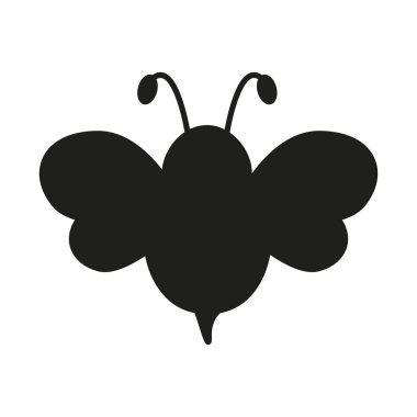 Arı silueti. Kara Arı işareti. Vektör hayvan sembolü. Beyazda izole edilmiş.