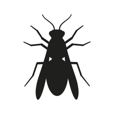 Arı silueti. Siyah eşekarısı işareti. Vektör hayvan sembolü. Beyazda izole edilmiş