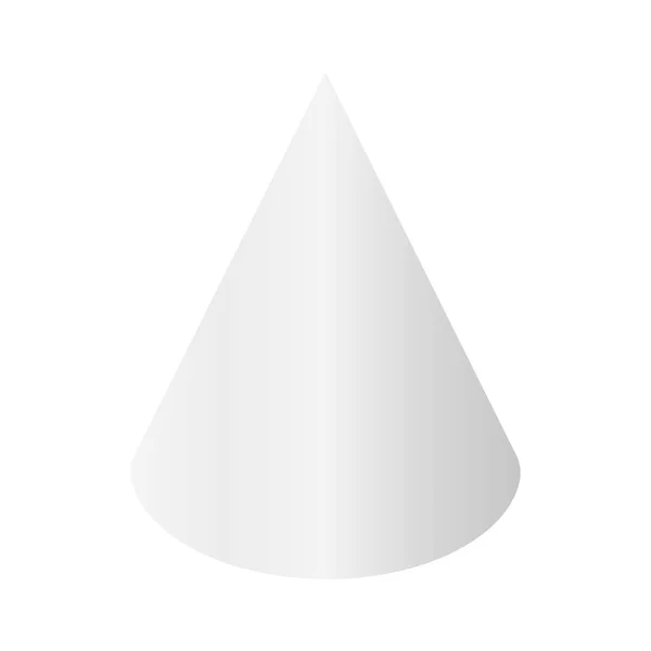 白い円錐形 幾何学的な3Dシンボル 白に隔離されたベクトル — ストックベクタ