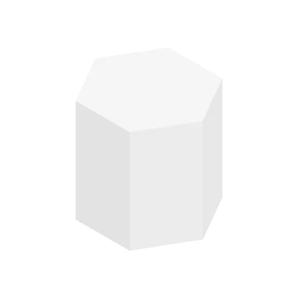 白い六角形のプリズム形 幾何学的な3Dシンボル 白に隔離されたベクトル — ストックベクタ