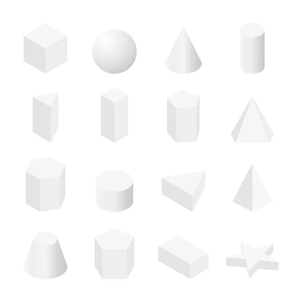 Conjunto Formas Branco Básico Formas Geometria Para Conceito Educação Cubo — Vetor de Stock