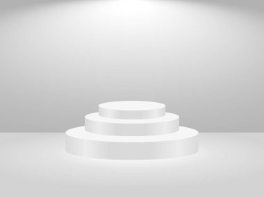 Yuvarlak podyum ışığı ikonu. Boş 3D sahne yeri. Yaya dairesel sunum sembolü. Vektör illüstrasyonu.