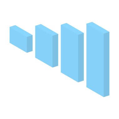 Raporlar ve sunumlar için iş mavisi analiz sembolleri. Isometric grafik. Büyük veri konsepti. Vektör çizimi izole edildi