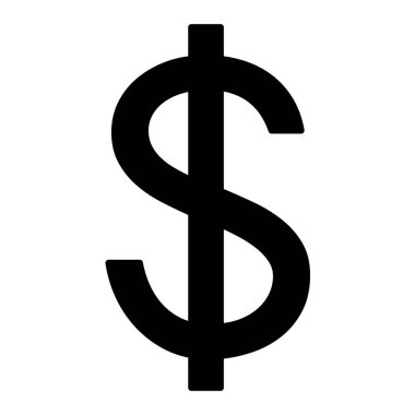 Dolar simgesi. Kara para sembolü. Küresel nakit işareti. Vektör illüstrasyonu beyazda izole edildi