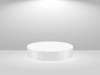 Yuvarlak podyum ışığı ikonu. Boş 3D sahne yeri. Yaya dairesel sunum sembolü. Vektör illüstrasyonu.