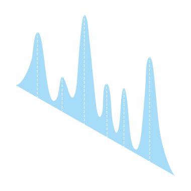 Raporlar ve sunumlar için iş mavisi analiz sembolleri. Isometric grafik. Büyük veri konsepti. Vektör çizimi izole edildi