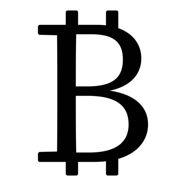 Symbole Bitcoin Crypto Monnaie Signe Noir Argent Virtuel Vecteur Isolé — Image vectorielle