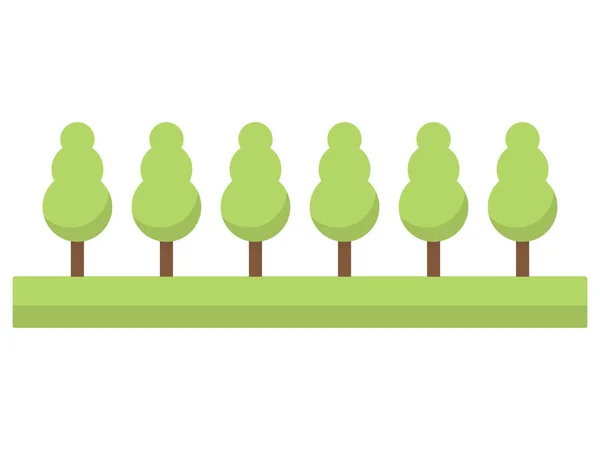 Forest Trees Green Icon Set Cute Trees Flat Style Vector — Stock Vector