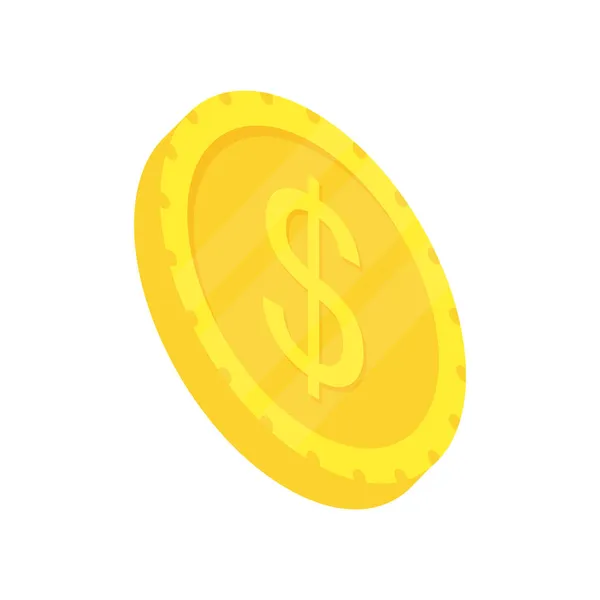 Myntisometrisk Ikon Pengar Dollar Guld Symbol Affärslöner Penny Skylten Vektor — Stock vektor