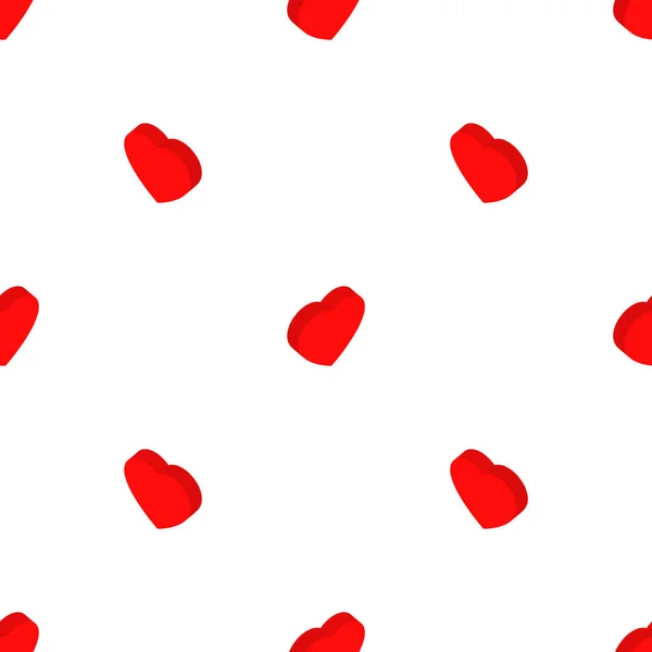 Izometrikus Szívek Zökkenőmentes Minta Romantikus Piros Ajándék Doboz Fehér Háttér — Stock Vector