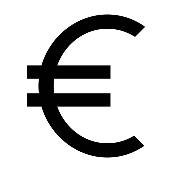 Símbolo Euro Signo Negro Moneda Europea Vector Aislado Blanco — Vector de stock