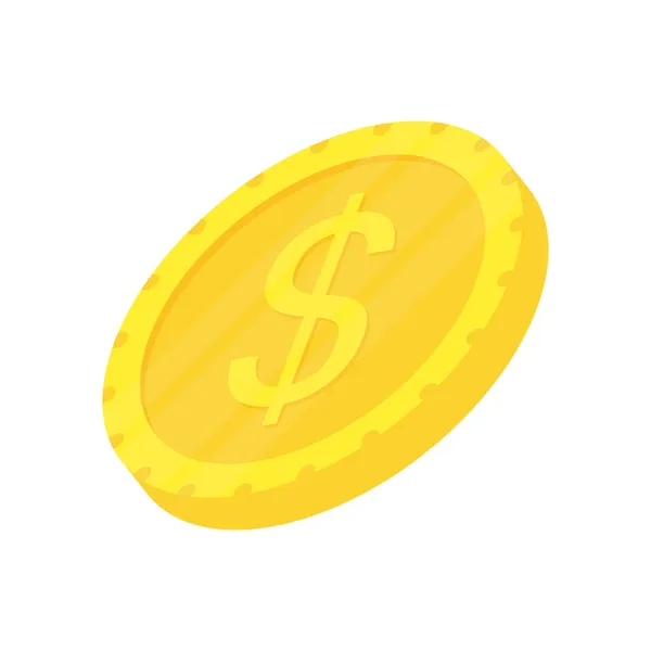 Ισομετρική Εικόνα Νομίσματος Χρήματα Δολάριο Χρυσό Σύμβολο Επιχειρηματική Έννοια Αμοιβής — Διανυσματικό Αρχείο