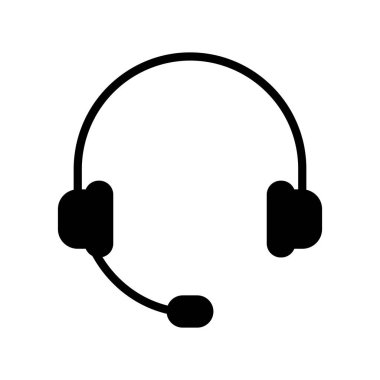 Siyah kulaklık ikonu. Müzik silueti tasarlar. Kulaklık sembolü. Vektör beyazda izole edildi