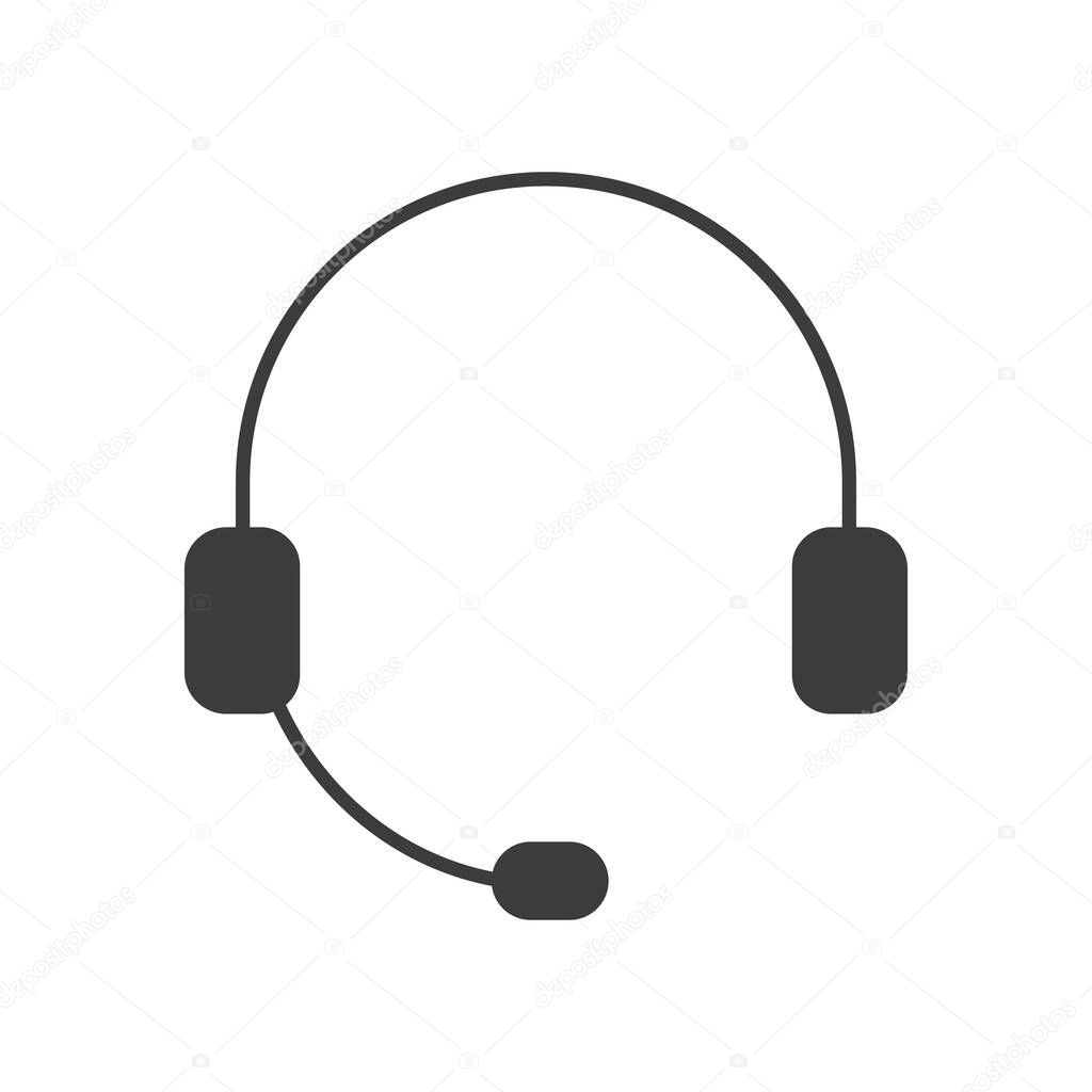 Headphone black icon. Music devise silhouette. Earphones symbol. Vector isolated on white