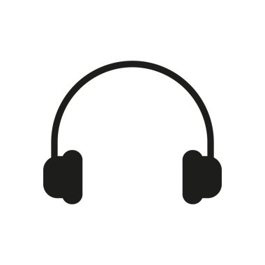 Siyah kulaklık ikonu. Müzik silueti tasarlar. Kulaklık sembolü. Vektör beyazda izole edildi