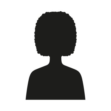 Kadın silueti. İnsan siyah avatarı. Kız profili. Vektör beyazda izole edildi
