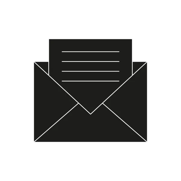 Значок Электронной Почты Контур Открытого Конверта Знак Силуэт Сообщения Вектор — стоковый вектор