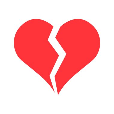 Red broken heart. Heartbreak icon. Flat love broken symbol. Vector isolated on the white background