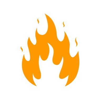Fire orange symbol. Fire flame shape. Danger sign. Vector isolated on white background.