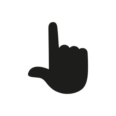 Finger pointer symbol. Hand icon. Black arm gesture silhouette. Vector isolated on white.