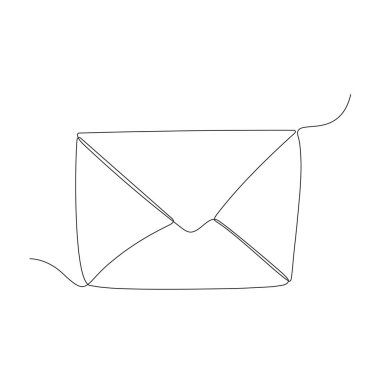 Envelope email hand drawn icon. Message continuous line drawing sign. Letter line art symbol. Vector illustration isolated on white.