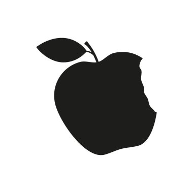 Bitten apple silhouette black icon. Bite apple symbol. Vector isolated on white