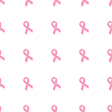 Pink awareness ribbon seamless pattern. Vector illustration.