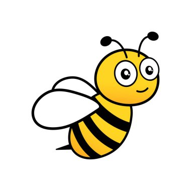 Cute bee. Cartoon flying bee. Insect character. Vector isolated on white