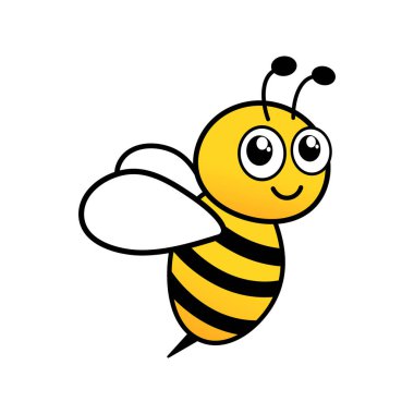 Cute bee. Cartoon flying bee. Insect character. Vector isolated on white