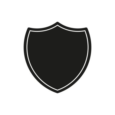 Shield black icon. Shielding silhouette. Vector illustration isolated.
