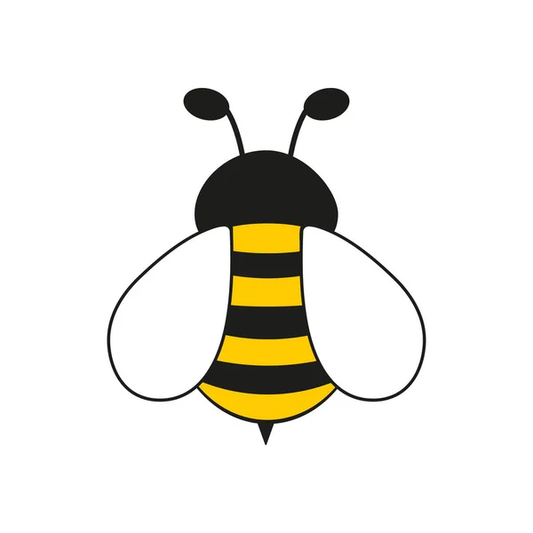 Cute Bee Cartoon Flying Bee Insect Character Vector Isolated White - Stok Vektor