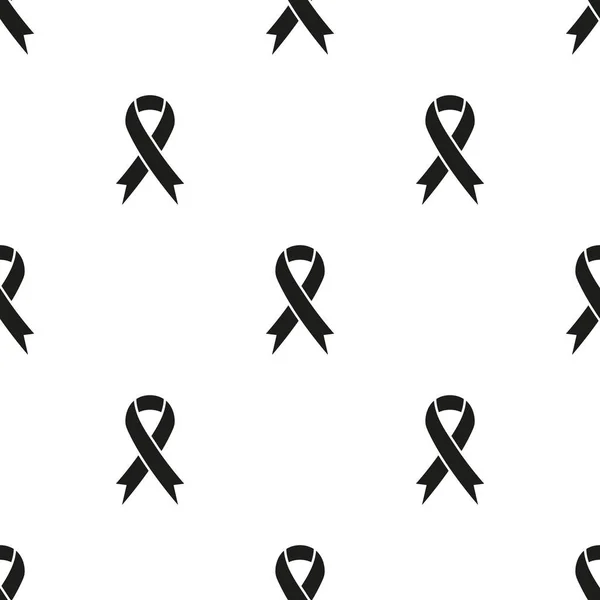 Black Awareness Ribbon Seamless Pattern Vector Illustration — Archivo Imágenes Vectoriales