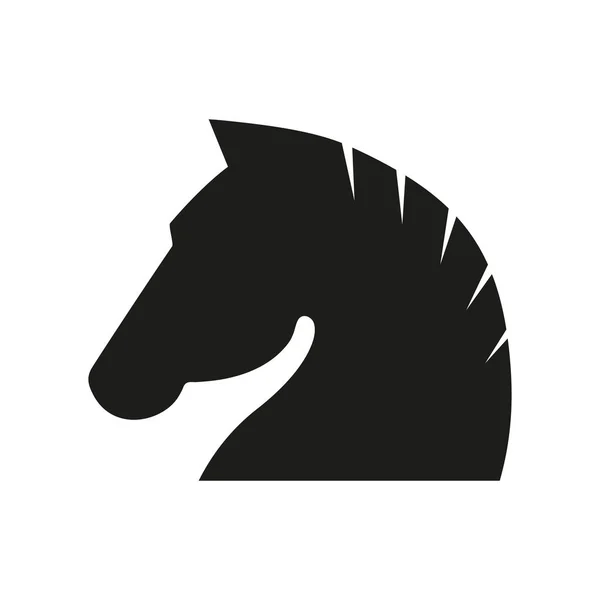 Hästhuvud Svart Ikon Vektordjur Siluett Illustration Isolerad Vitt — Stock vektor