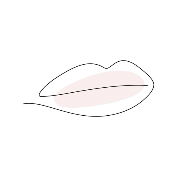 Labios Continuos Una Línea Con Forma Rosada Modernos Labios Femeninos — Vector de stock