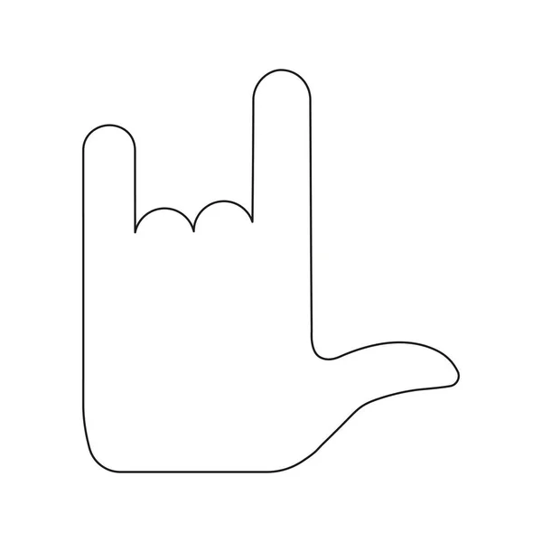 摇动和滚动手指线符号 重金属标志 角表示直线象形文字 在白色上隔离的病媒 — 图库矢量图片
