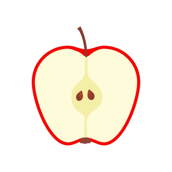 Red Apple Slice Sweet Cute Flat Fruit Segment Vector Isolated — Stockvektor
