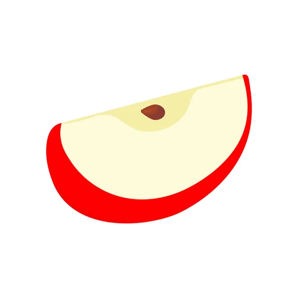 Red Apple Slice Sweet Cute Flat Fruit Segment Vector Isolated — Stockvektor