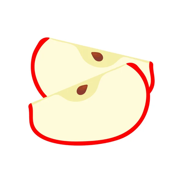 Röd Äppelskiva Söt Söt Platt Frukt Segment Vektor Isolerad Vitt — Stock vektor
