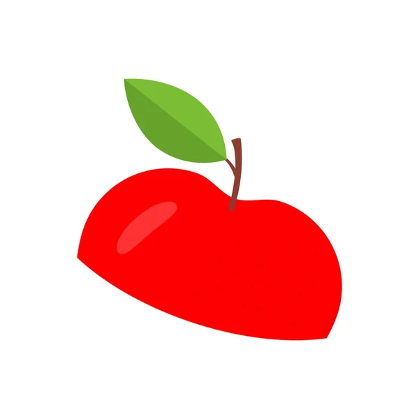 Red Apple Slice Sweet Cute Flat Fruit Segment Vector Isolated — Archivo Imágenes Vectoriales
