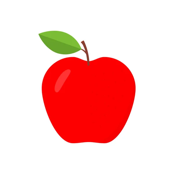 Red Apple Sweet Cute Flat Fruit Vector Isolated White — Archivo Imágenes Vectoriales