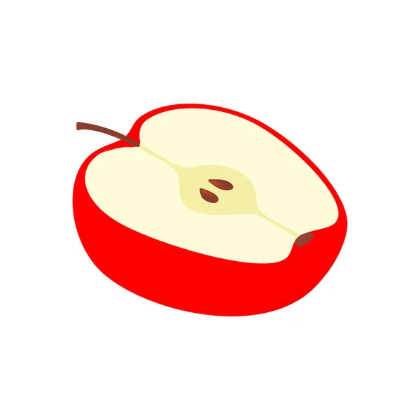 Red Apple Slice Sweet Cute Flat Fruit Segment Vector Isolated — Vetor de Stock