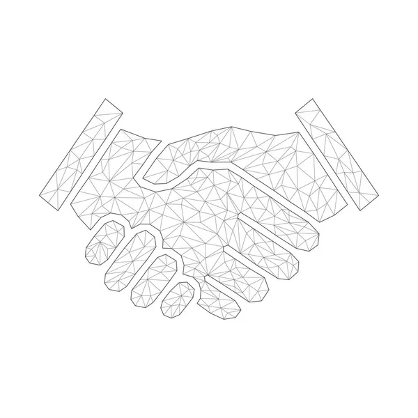 Handschlag Mit Polygonalen Formen Business Agreement Konzept Kontrakt Symbol Mit — Stockvektor