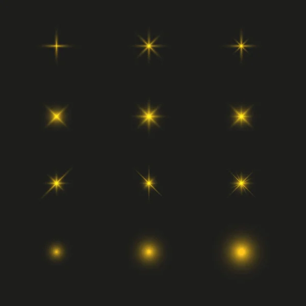 Leuchtend Gelber Stern Untergegangen Glühsterne Effekt Funkelnde Magische Elemente Vektorillustration — Stockvektor
