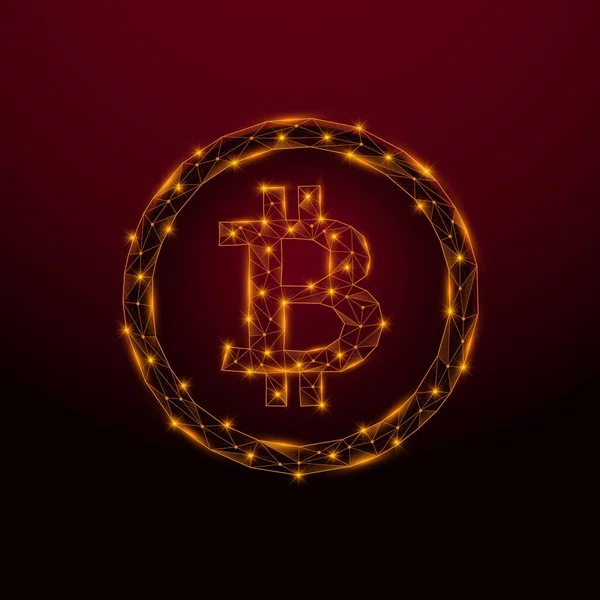 Bitcoin Avec Des Formes Éclatantes Orange Polygonales Monnaie Cryptographique Shinning — Image vectorielle